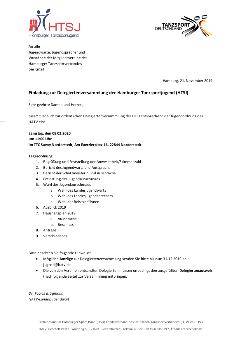 Einladung zur Delegiertenversammlung